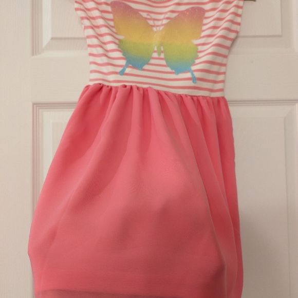 NWOT The Children Place Pink Girls Open Shoulder Dress, Size M (7/8) - Picture 5 of 7